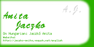 anita jaczko business card